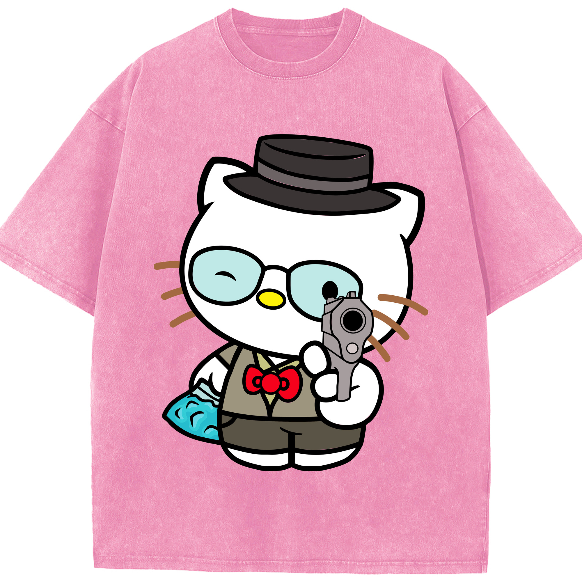 （画像用） Hello Kitty ハローキティ 綿100% ヴィンテージ風 半袖Tシャツ（フロントプリント）